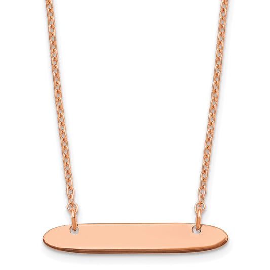 Sterling Silver Rose Gold plated Small Polished Oblong Blank Bar Necklace