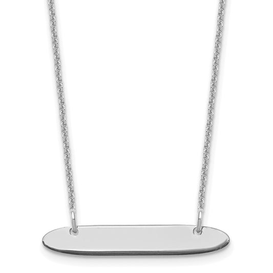 10K White Gold Small Polished Oblong Blank Bar Necklace