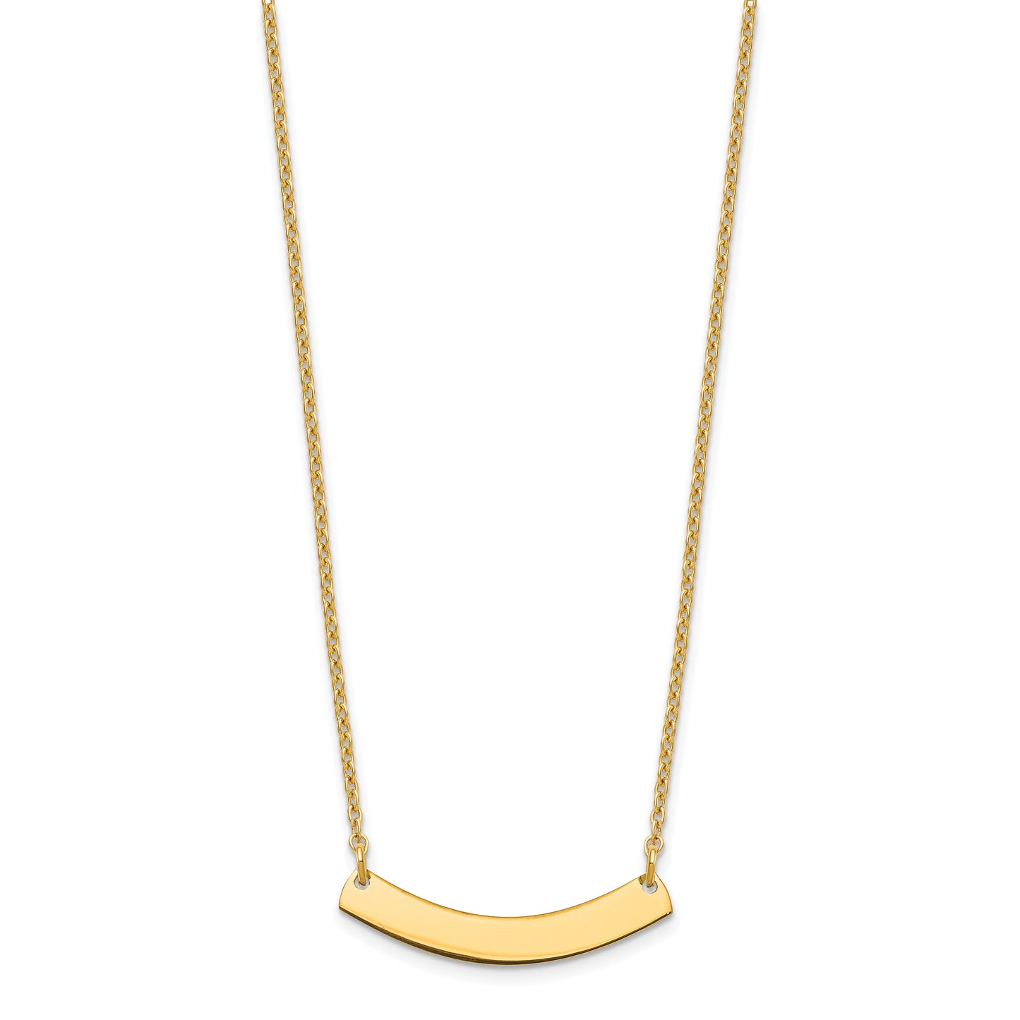 Sterling Silver Gold Plated Small Polished Curved Blank Bar Necklace