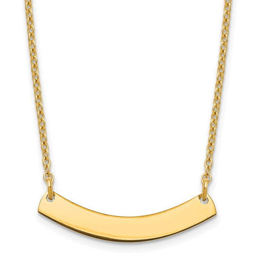 Sterling Silver Gold Plated Small Polished Curved Blank Bar Necklace