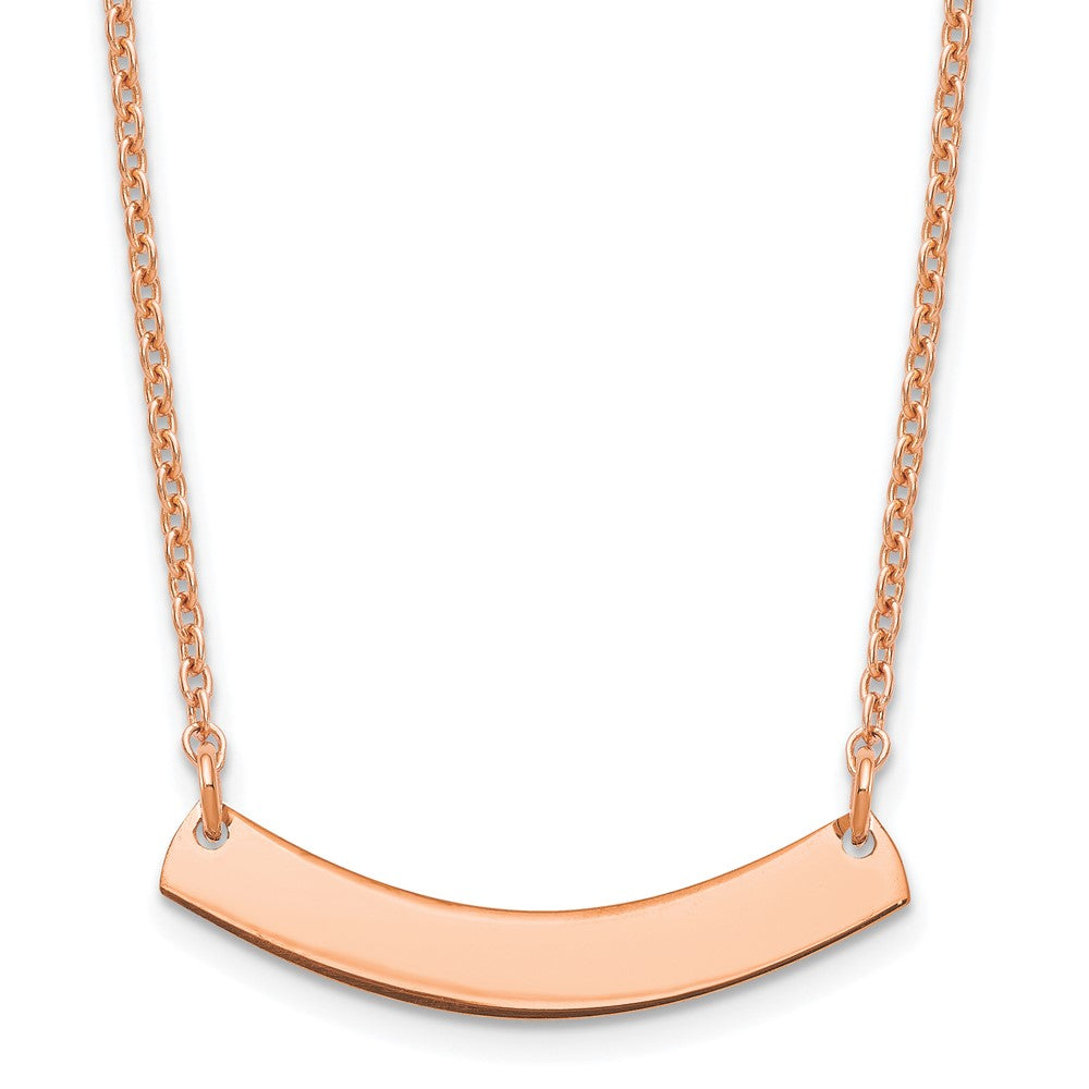 Sterling Silver Rose Gold plated Small Polished Curved Blank Bar Necklace
