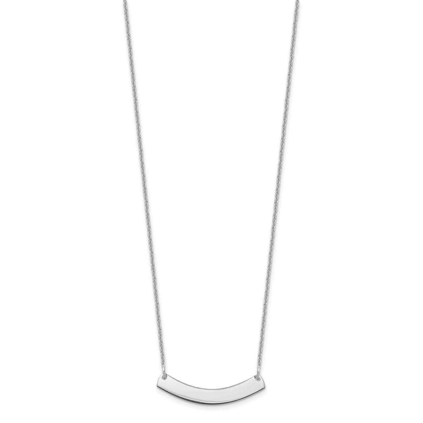 10K White Gold Small Polished Curved Blank Bar Necklace