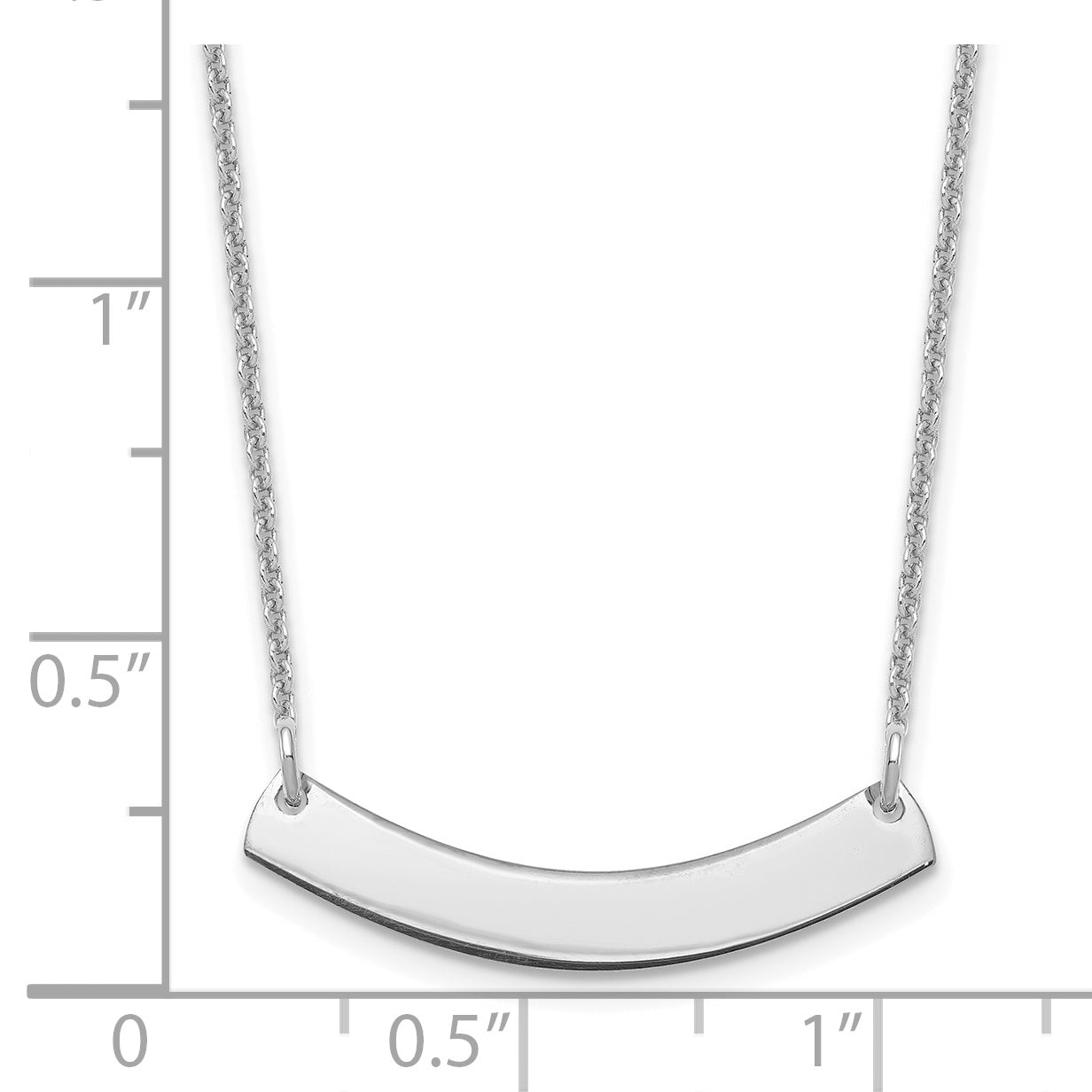 10K White Gold Small Polished Curved Blank Bar Necklace