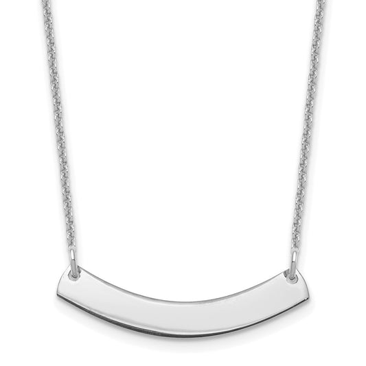 10K White Gold Small Polished Curved Blank Bar Necklace