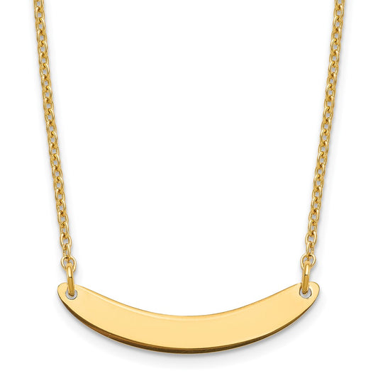 Sterling Silver Gold plated Small Polished Curved Blank Bar Necklace