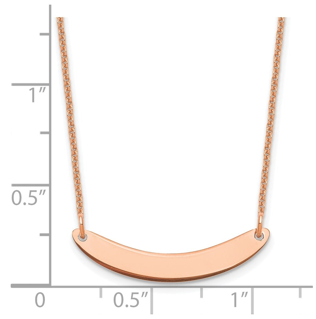 14k Rose Gold Small Curved Blank Bar Necklace – Elegant Jewelry Gift for Birthday, Anniversary, Engagement, Wedding