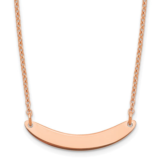 Sterling Silver Rose Gold plated Small Polished Curved Blank Bar Necklace