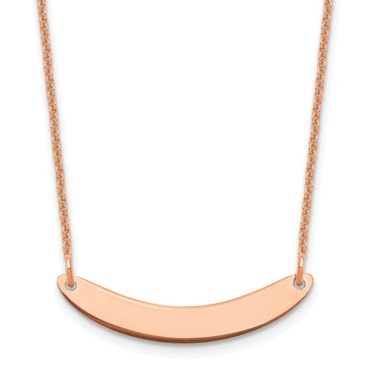 14K Rose Gold Small Polished Small Curved Blank Bar Necklace
