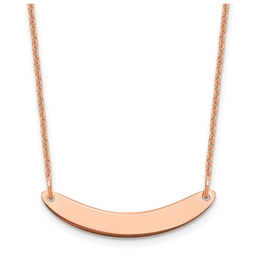 14k Rose Gold Small Curved Blank Bar Necklace – Elegant Jewelry Gift for Birthday, Anniversary, Engagement, Wedding