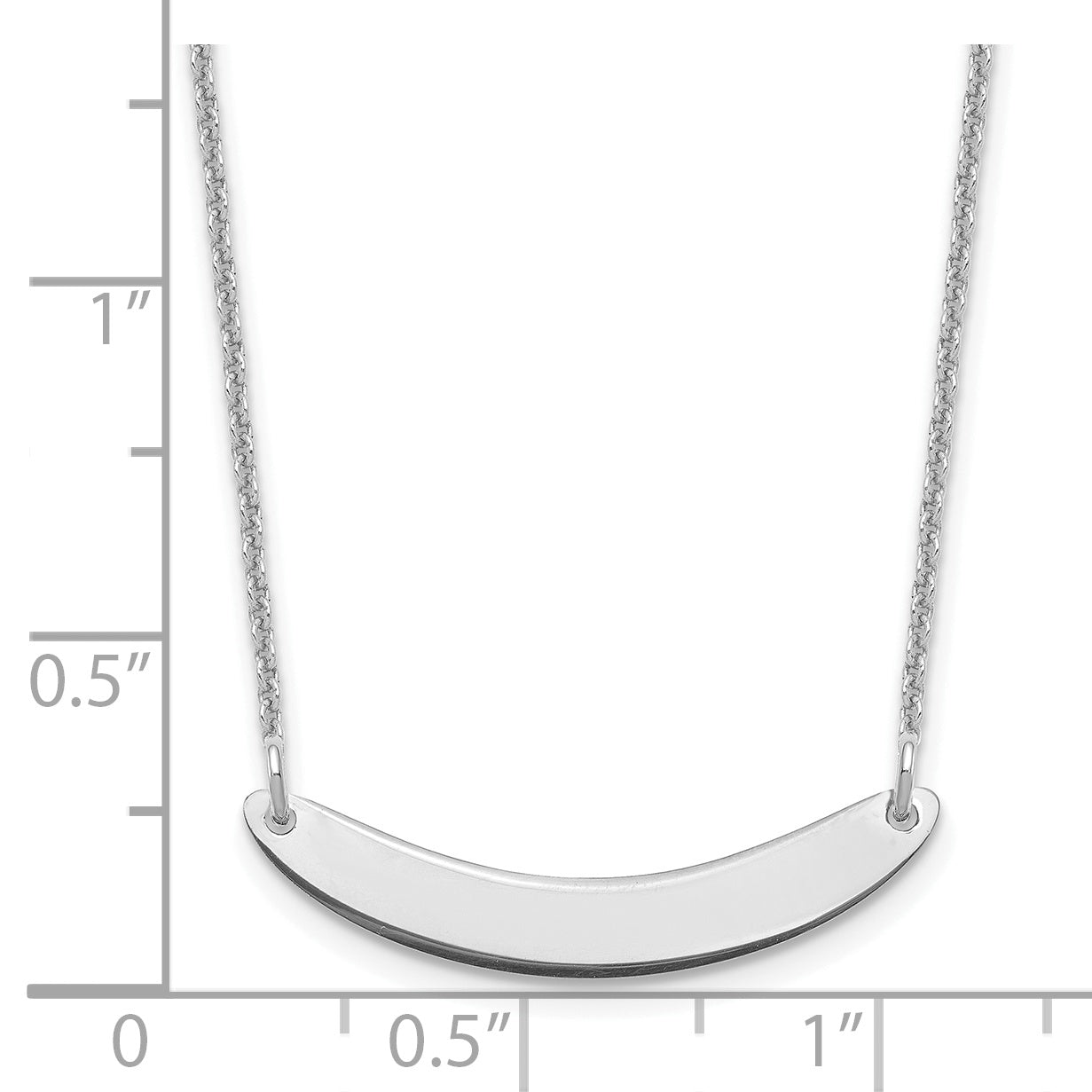 10K White Gold Small Polished Curved Blank Bar Necklace