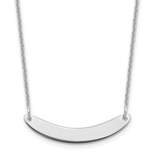 10K White Gold Small Polished Curved Blank Bar Necklace