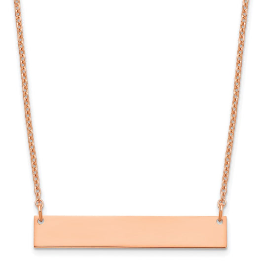 Sterling Silver Rose Gold plated Medium Polished Blank Bar Necklace
