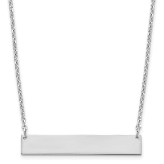 Sterling Silver Rhodium plated Medium Polished Blank Bar Necklace