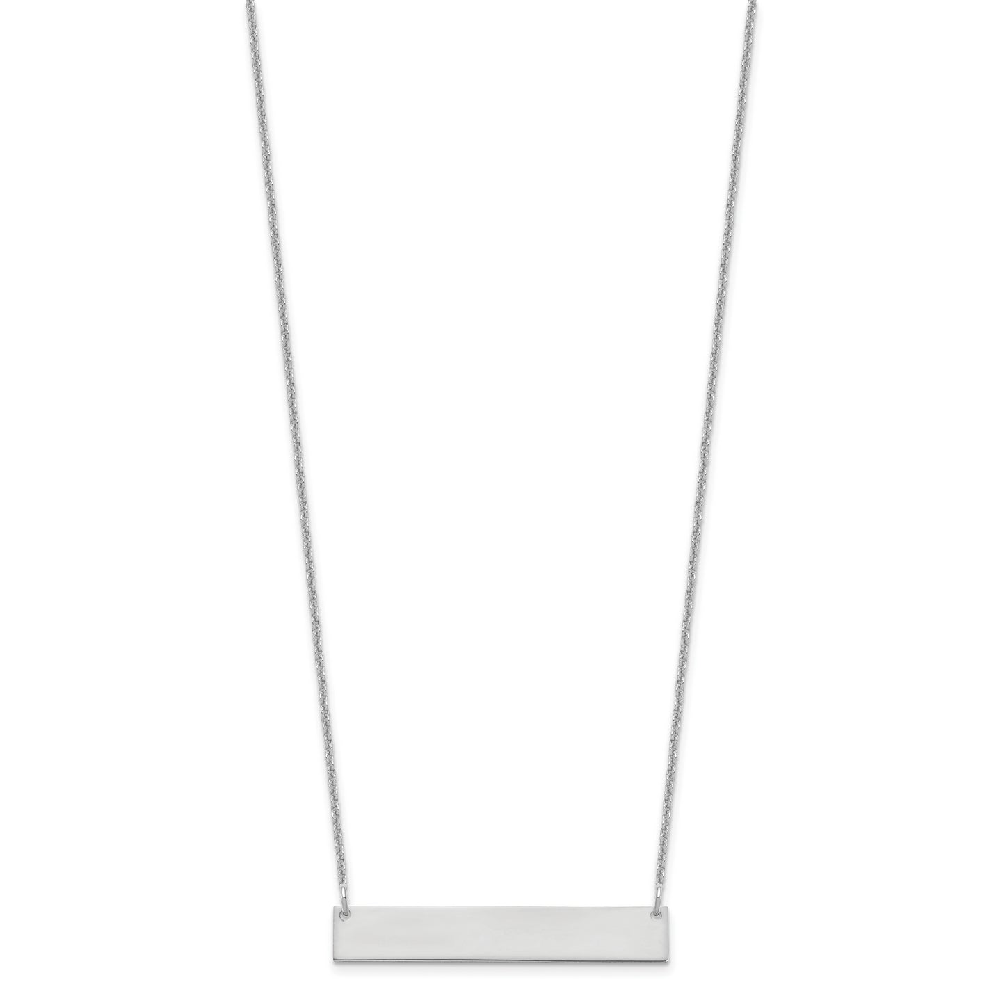 10K White Gold Medium Polished Blank Bar Necklace