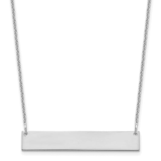 10K White Gold Medium Polished Blank Bar Necklace