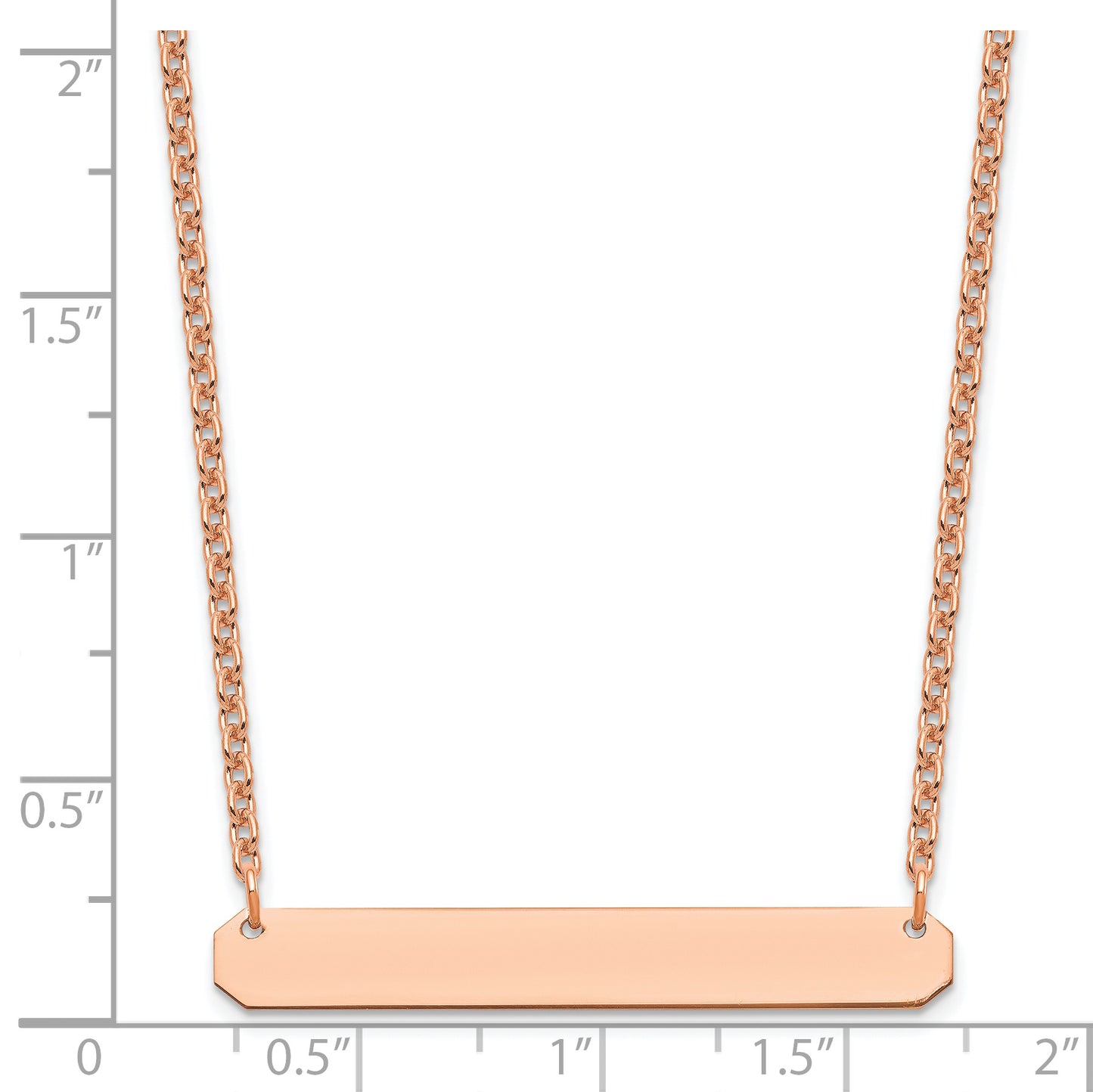Sterling Silver Rose Gold plated Medium Polished Blank Bar Necklace