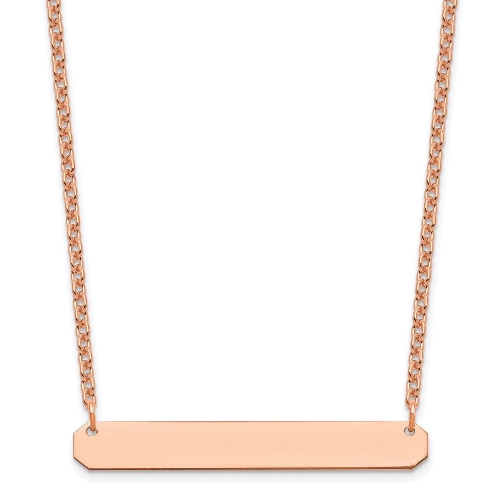 Sterling Silver Rose Gold plated Medium Polished Blank Bar Necklace