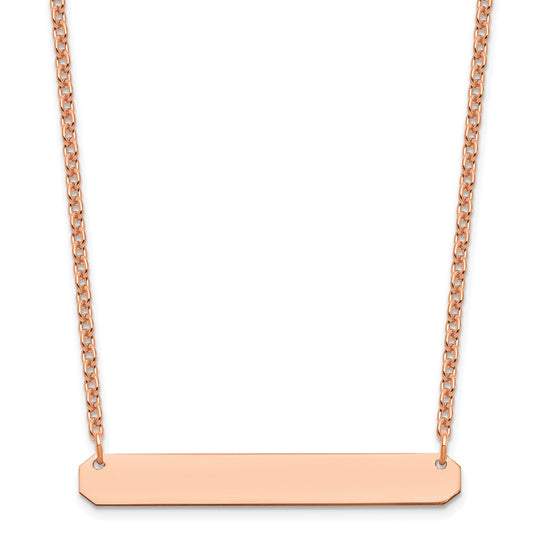 Sterling Silver Rose Gold plated Medium Polished Blank Bar Necklace