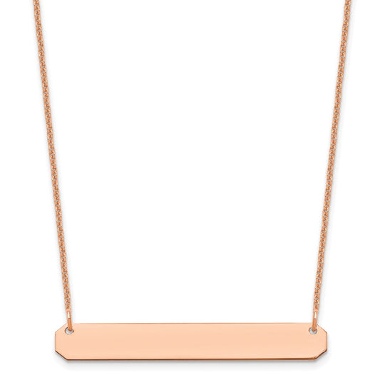 14K Rose Gold Medium Polished Blank Bar Necklace