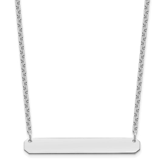 Sterling Silver Rhodium plated Medium Polished Blank Bar Necklace