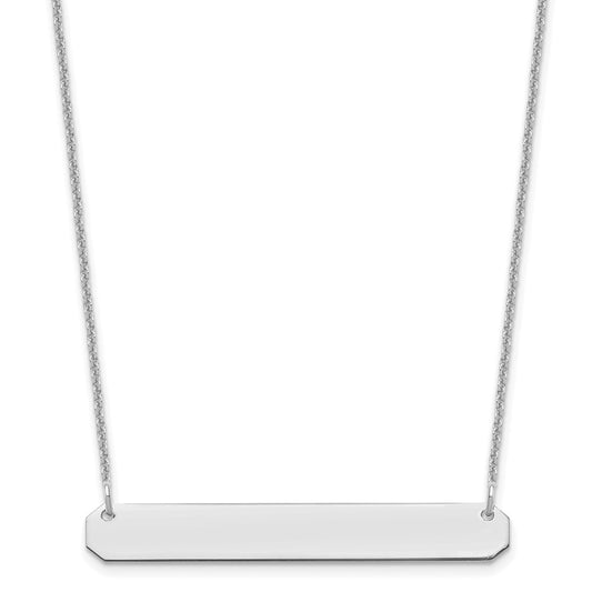 14K White Gold Medium Polished Blank Bar Necklace