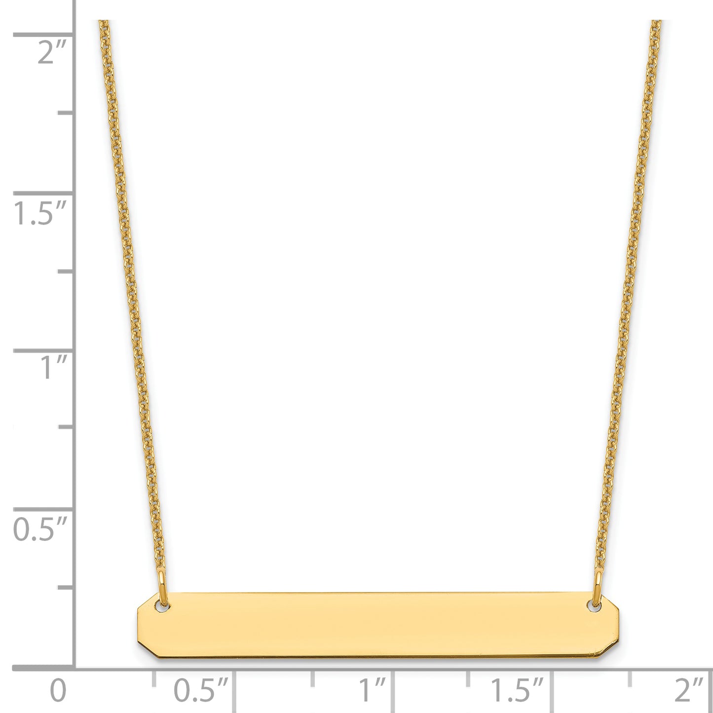 14K Yellow Gold Medium Polished Blank Bar Necklace