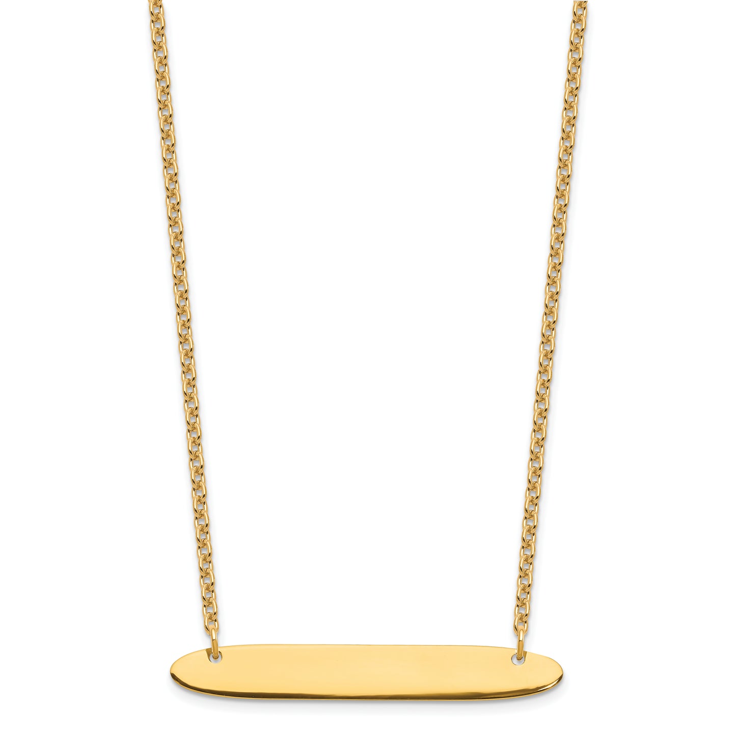 Sterling Silver Gold plated Medium Polished Oblong Blank Bar Necklace