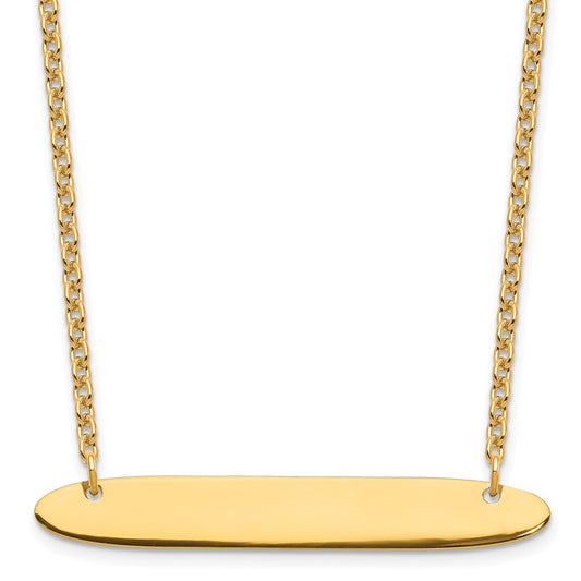 Sterling Silver Gold plated Medium Polished Oblong Blank Bar Necklace