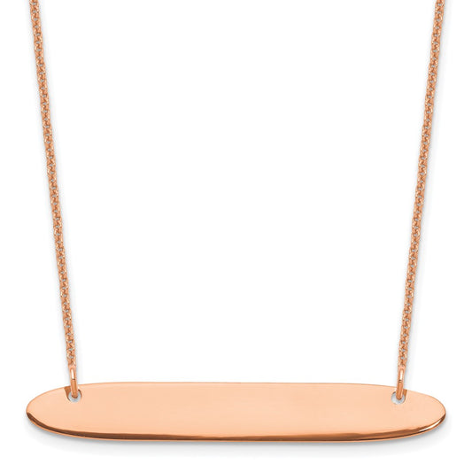 14k Rose Gold Medium Polished Oblong Blank Bar Necklace