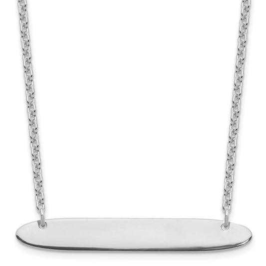 Sterling Silver Rhodium plated Medium Polished Oblong Blank Bar Necklace