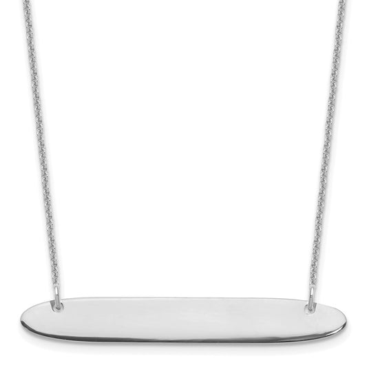 10K White Gold Medium Polished Oblong Blank Bar Necklace