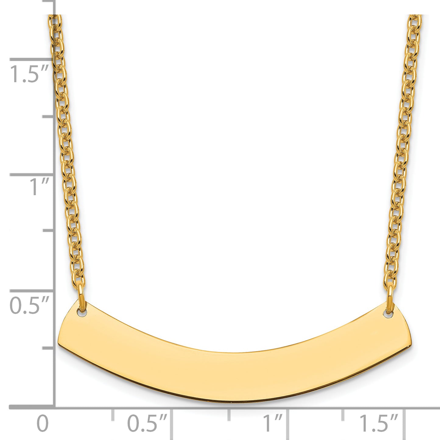 Sterling Silver Gold Plated Medium Polished Curved Blank Bar Necklace