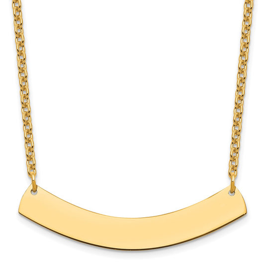 Sterling Silver Gold Plated Medium Polished Curved Blank Bar Necklace