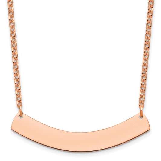 Sterling Silver Rose Gold plated Medium Polished Curved Blank Bar Necklace