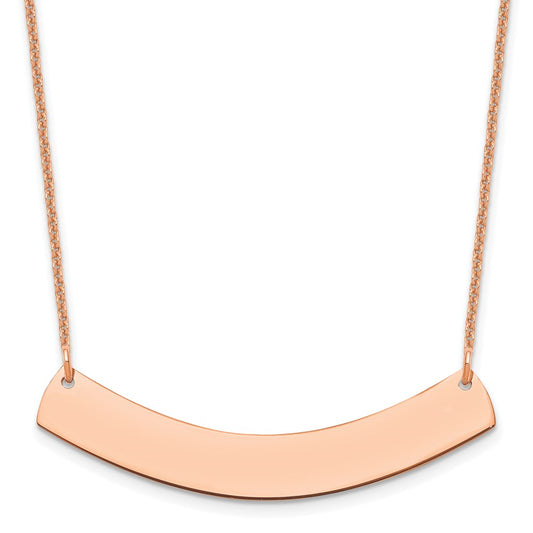 14K Rose Gold Medium Polished Curved Blank Bar Necklace