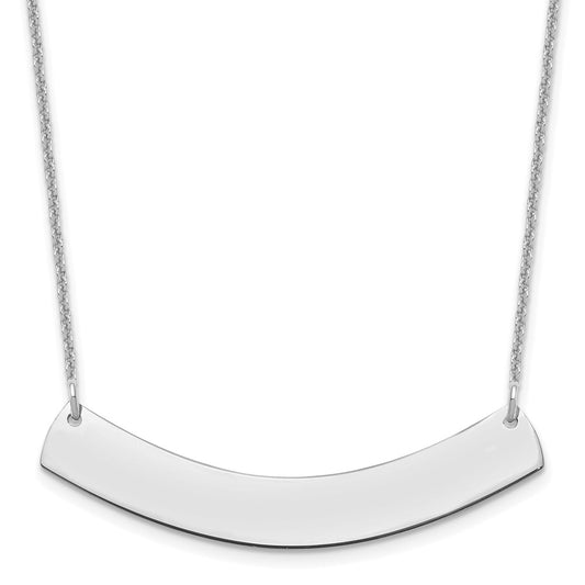 10K White Gold Medium Polished Curved Blank Bar Necklace