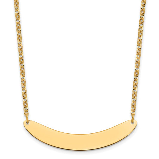 Sterling Silver Gold Plated Medium Polished Curved Blank Bar Necklace