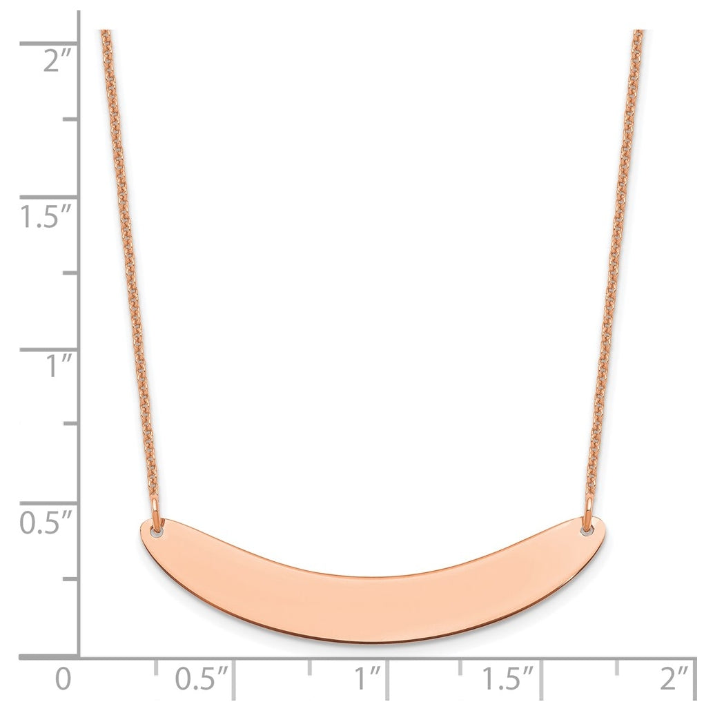 14k Rose Gold Medium Curved Blank Bar Necklace – Elegant Jewelry Gift for Birthday, Anniversary, Engagement, Wedding
