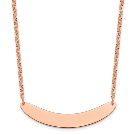 Sterling Silver Rose Gold plated Medium Polished Curved Blank Bar Necklace