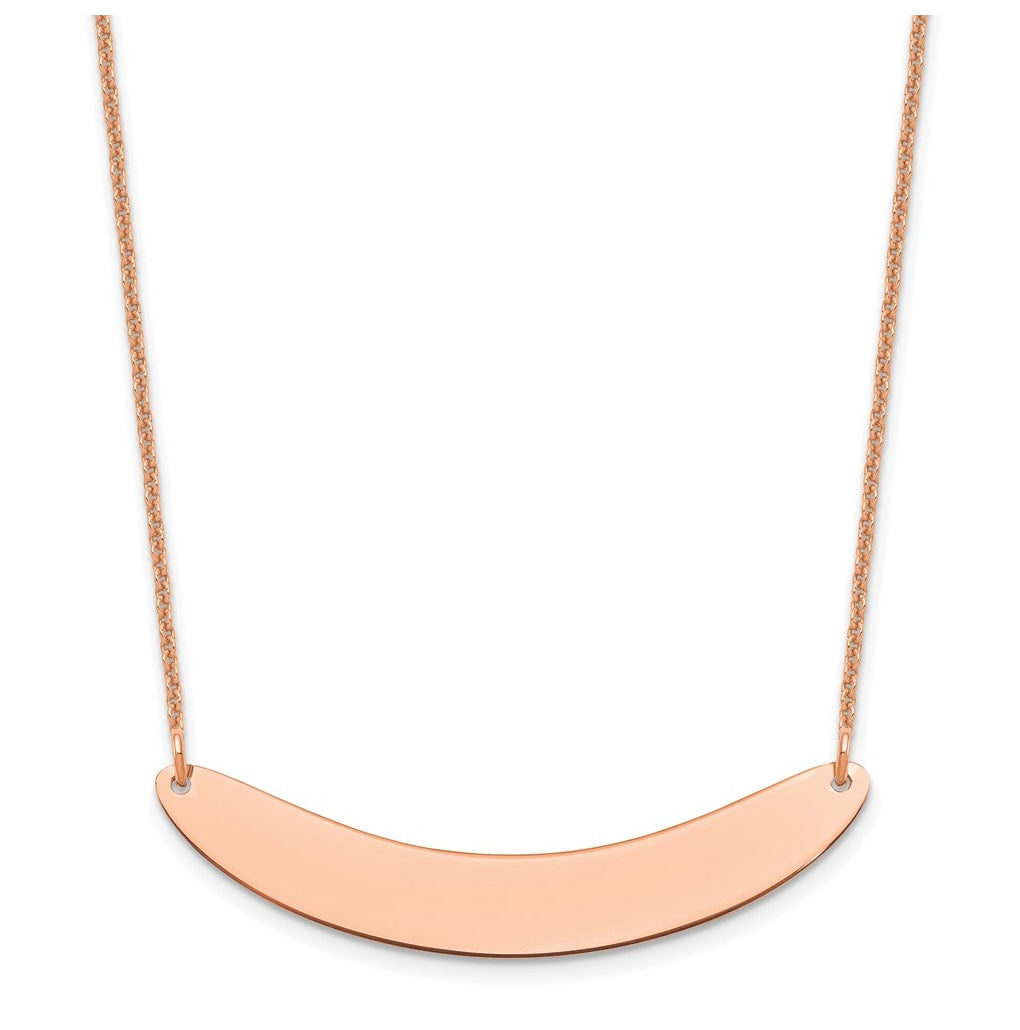 14k Rose Gold Medium Curved Blank Bar Necklace – Elegant Jewelry Gift for Birthday, Anniversary, Engagement, Wedding