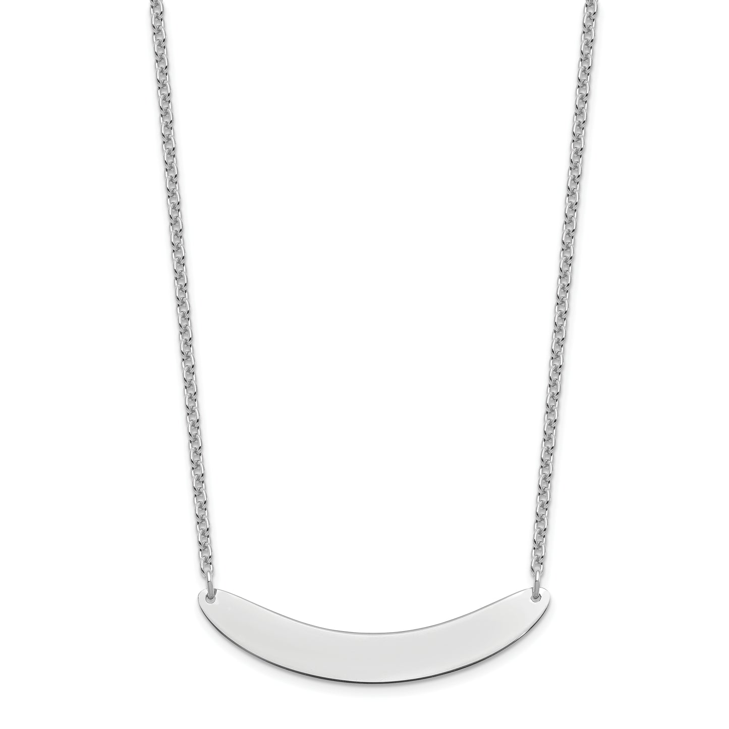 Sterling Silver Rhodium plated Medium Polished Curved Blank Bar Necklace