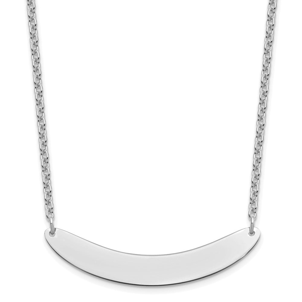 Sterling Silver Rhodium plated Medium Polished Curved Blank Bar Necklace