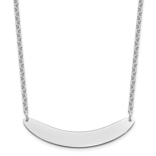 Sterling Silver Rhodium plated Medium Polished Curved Blank Bar Necklace