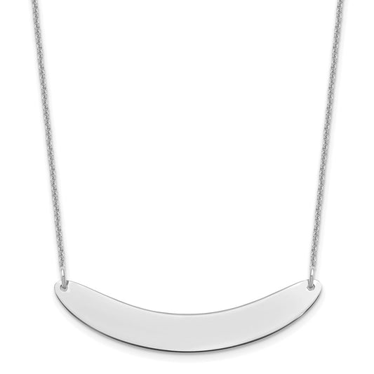 10K White Gold Medium Polished Curved Blank Bar Necklace