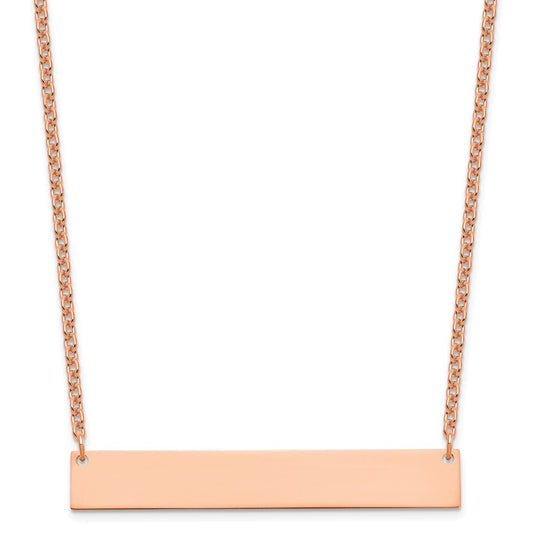Sterling Silver Rose Gold plated Large Polished Blank Bar Necklace