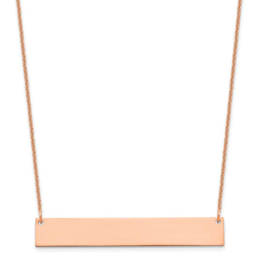14K Rose Gold Large Polished Blank Bar Necklace