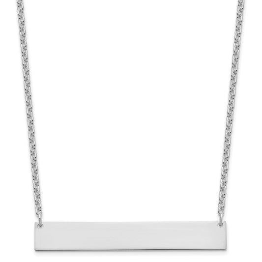 Sterling Silver Rhodium plated Large Polished Blank Bar Necklace