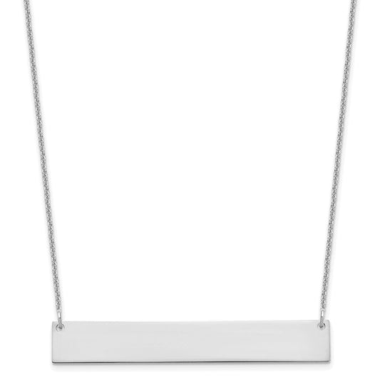10K White Gold Large Polished Blank Bar Necklace