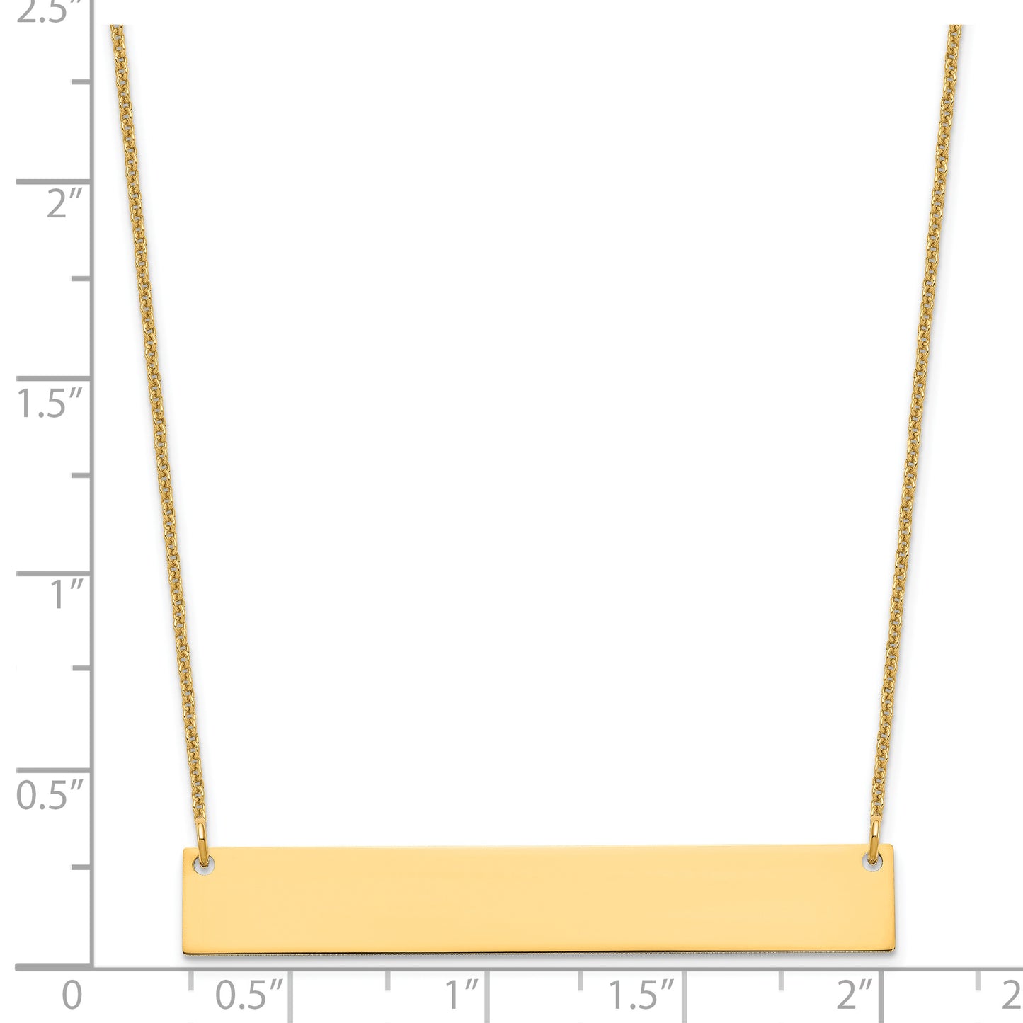 14K Yellow Gold Large Polished Blank Bar Necklace
