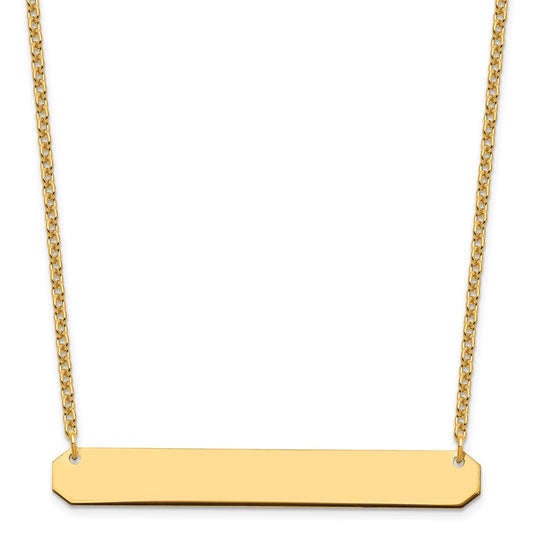 Sterling Silver Gold plated Large Polished Blank Bar Necklace